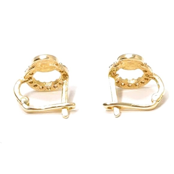 14 Carat Gold Earrings Enamel Evil Eye CZ Stones - Picture 7 of 10